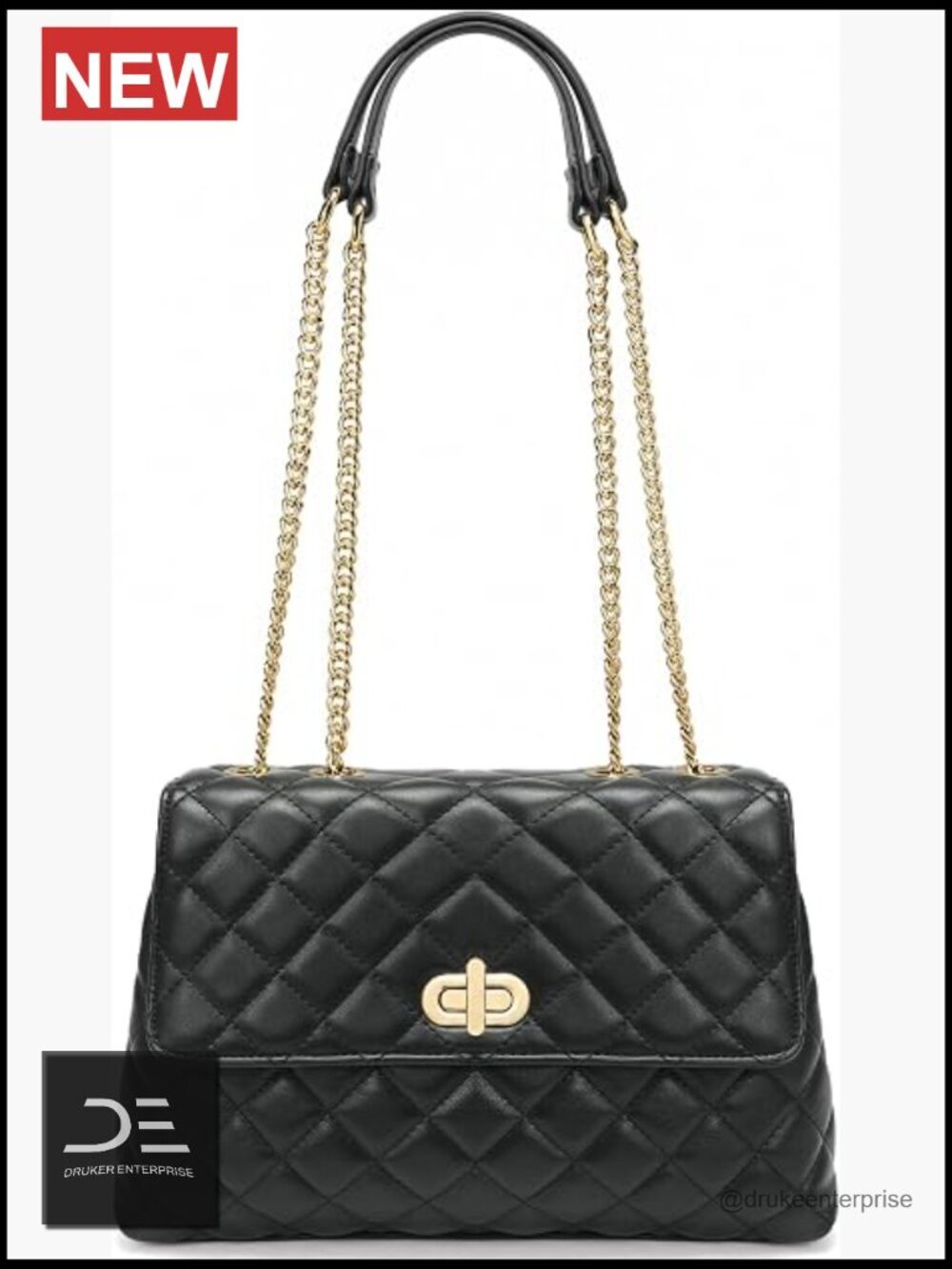 Quilted Vegan Leather Crossbody Handbag with Adjustable Strap